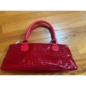Primeware Red Croc Embossed Insulated Wine Tote Bag Patent Thermal Carrier